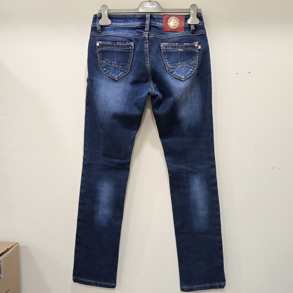 Vintage Mock Up Dark Denim Straight Leg Lined Jeans Size 30 - Picture 7 of 14